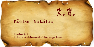 Köhler Natália névjegykártya